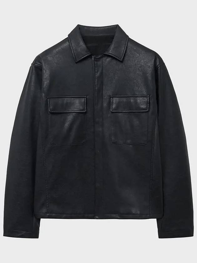 Padded leather shirt jacket black - NOIRER - BALAAN 3