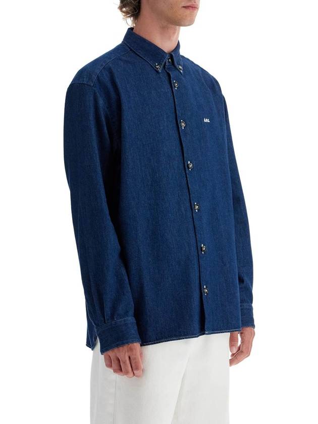 Mathias Embroidered Logo Long Sleeve Shirt Dark Blue - A.P.C. - BALAAN 6