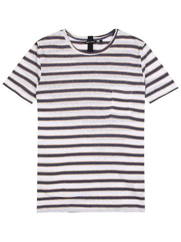 Striped linen blend short sleeve t-shirt STEE155 - IKALOOOK - BALAAN 1