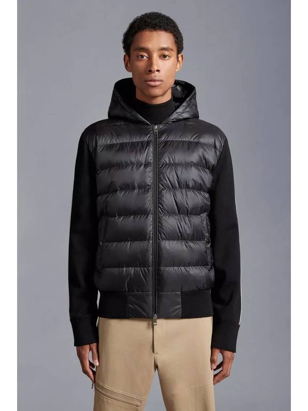 Logo Patch Padded Wool Hooded Jacket Black - MONCLER - BALAAN 5