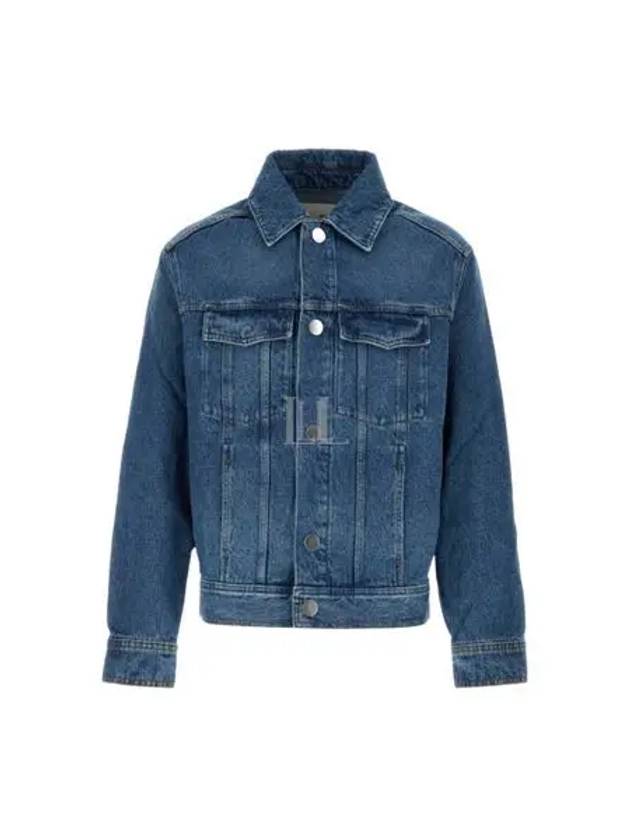 Paris Logo Patch Flap Pocket Cotton Denim Jacket Blue - AMI - BALAAN 2