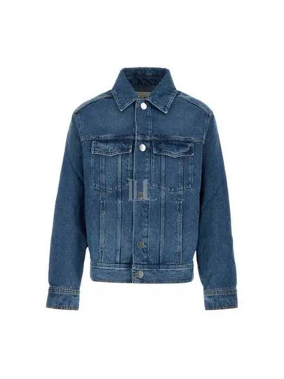 Paris Logo Patch Flap Pocket Cotton Denim Jacket Blue - AMI - BALAAN 2