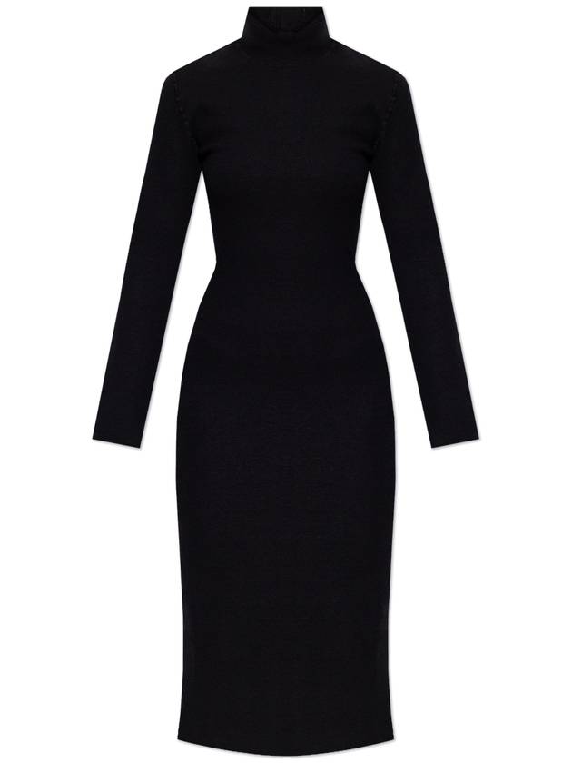 Bottega Veneta Wool Dress With Stand-up Collar, Women's, Black - BOTTEGA VENETA - BALAAN 1