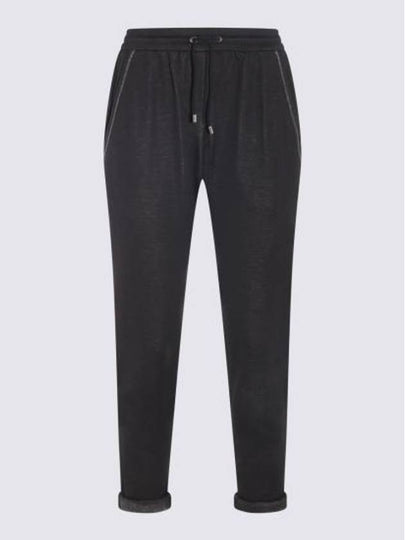 Cotton Silk Fleece Track Pants Black - BRUNELLO CUCINELLI - BALAAN 2