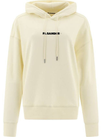 Logo Sweat Cotton Hoodie Beige - JIL SANDER - BALAAN 1