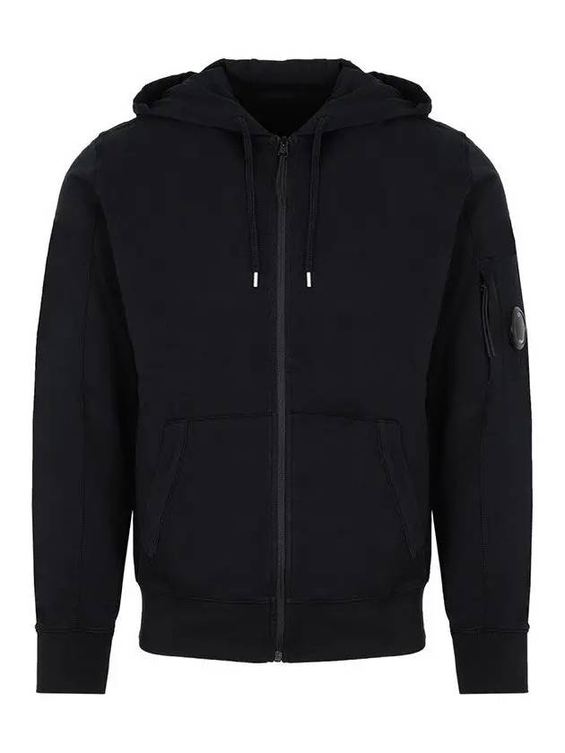 Light Fleece Zip Up Hoodie Black - CP COMPANY - BALAAN 3