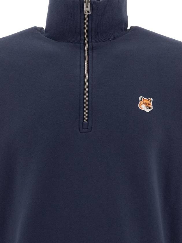 Fox Head Patch Half Zipper Sweatshirt Ink Blue - MAISON KITSUNE - BALAAN 4