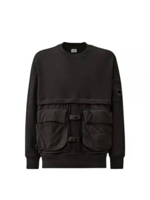 Diagonal Raised Fleece Mixed Detachable Sweatshirt Black - CP COMPANY - BALAAN 2