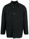 Curved Shoulder Button Jacket Black - LEMAIRE - BALAAN 1