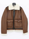 Tommy Shearing Trimming Leather Jacket Brown - A.P.C. - BALAAN 3