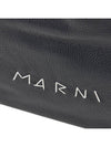 Embroidered Logo Leather Tote Bag Black - MARNI - BALAAN 7