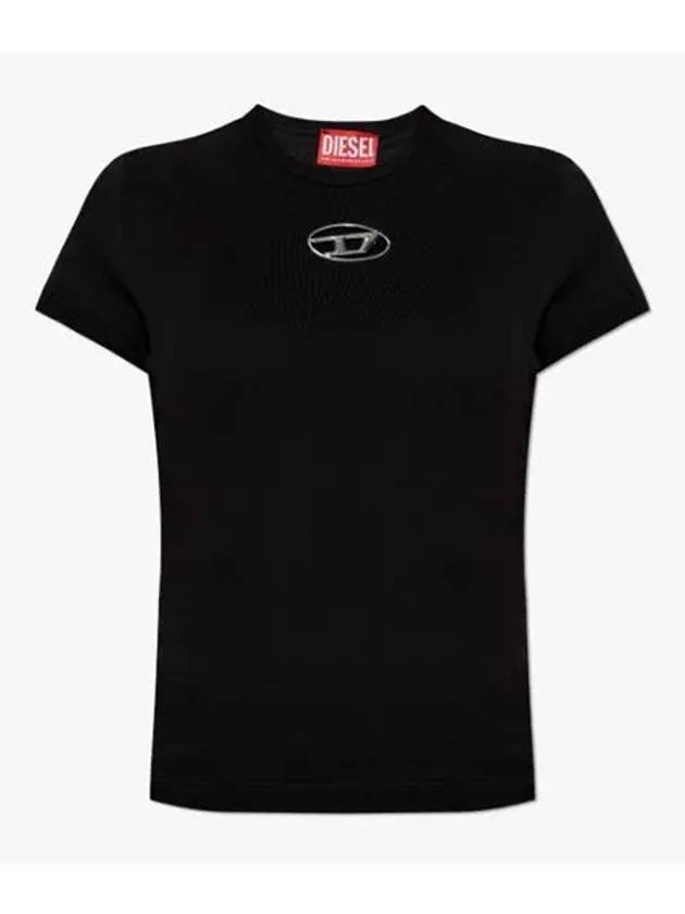 Slim Fit Cutout Oval D Short Sleeve T-Shirt Black - DIESEL - BALAAN 2