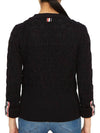 Merino Wool Crisscross Cable Stitch 3/4 Sleeve V-Neck Cardigan Navy - THOM BROWNE - BALAAN 6