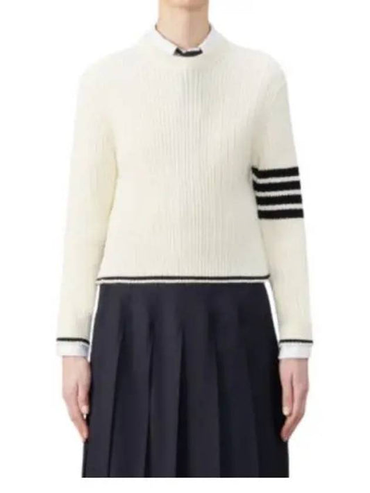 4 Bar Stripe Cable Knit Top White - THOM BROWNE - BALAAN 2