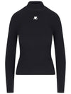 Courrèges  Logo Knit Sweater Long Sleeve Top TShirt Black PERMPU022FI0001 - COURREGES - BALAAN 1