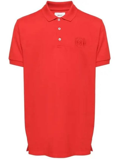 Embroidery Logo Short Sleeve Polo Shirt Red - BALLY - BALAAN 2