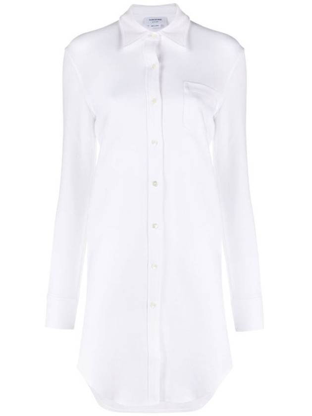 Women's Three Stripe Tab Pocket Shirt Dress White - THOM BROWNE - BALAAN 2