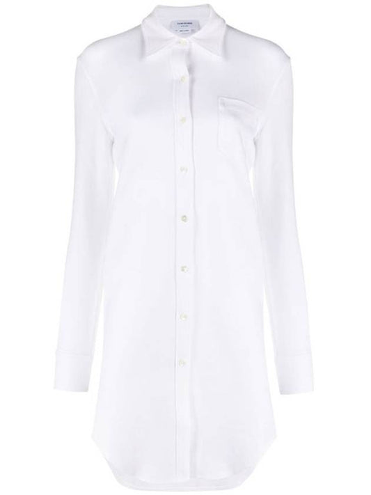 Women's Three Stripe Tab Pocket Shirt Dress White - THOM BROWNE - BALAAN 2