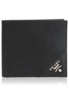 Saffiano Leather Half Wallet Black - PRADA - BALAAN 2