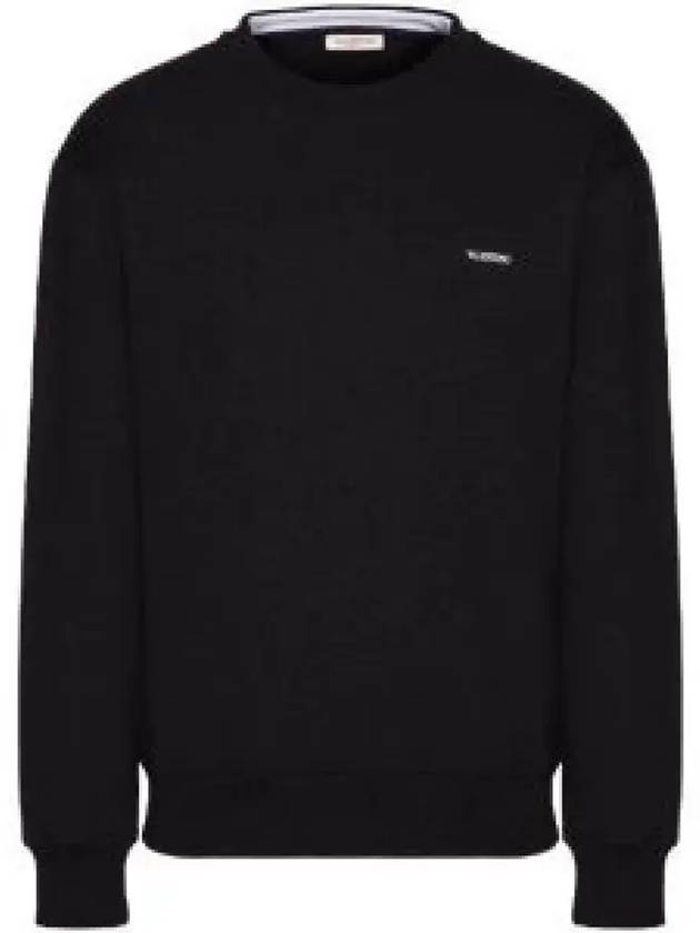 Chest Logo Cotton Sweatshirt Black 4V3MF26W9UG0NO - VALENTINO - BALAAN 1