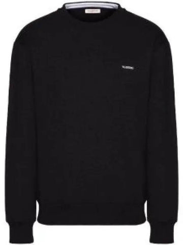 Chest Logo Cotton Sweatshirt Black 4V3MF26W9UG0NO - VALENTINO - BALAAN 1