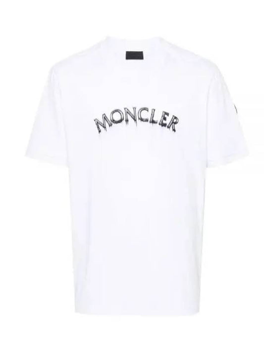 Men s lettering embroidery logo short sleeve t shirt white 231120 - MONCLER - BALAAN 1