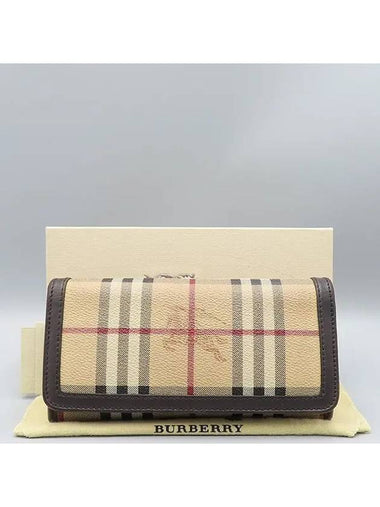 36327501 Classic Check PVC Brown Leather Trimmed Long Wallet - BURBERRY - BALAAN 1