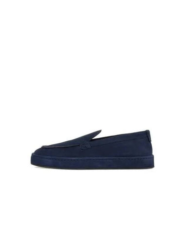 Men s Round Toe Grainy Nubuck Loafer Blue - GIORGIO ARMANI - BALAAN 1