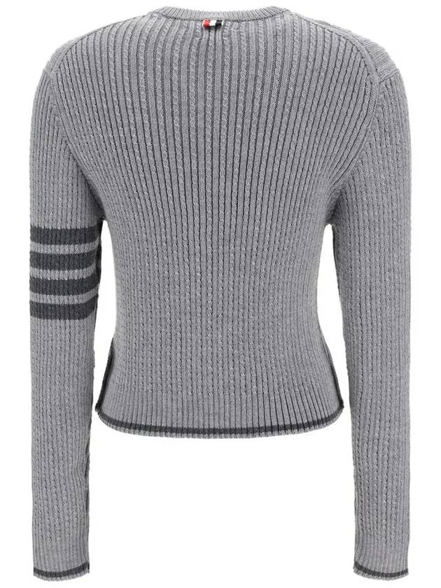 4 Bar Stripe Cable Knit Top Grey - THOM BROWNE - BALAAN 4