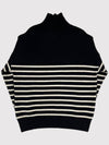 Big Heart Stripe Knit Turtleneck Black - AMI - BALAAN 5