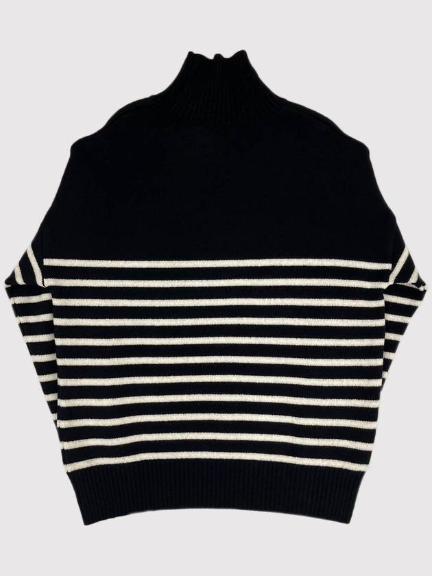 Big Heart Stripe Knit Turtleneck Black - AMI - BALAAN 5