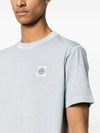 Organic Cotton Short Sleeve T-Shirt Sky Blue - STONE ISLAND - BALAAN 8