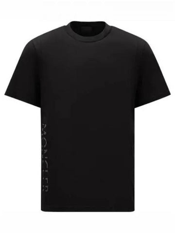 8C00036 829H8 999 Slit Logo Cotton Round Short Sleeve T shirt Black Men s TJ 271654 - MONCLER - BALAAN 1