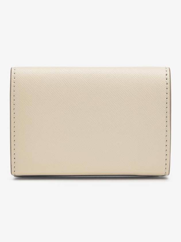 Saffiano Leather Trifold Half Wallet Talc - MARNI - BALAAN 4