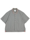 Striped Short Sleeve Shirt Grey - THOM BROWNE - BALAAN 2