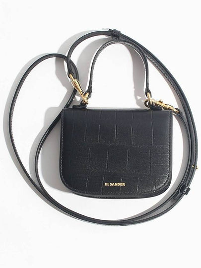 Tangle Logo Mini Calfskin Leather Cross Bag Black - JIL SANDER - BALAAN 2