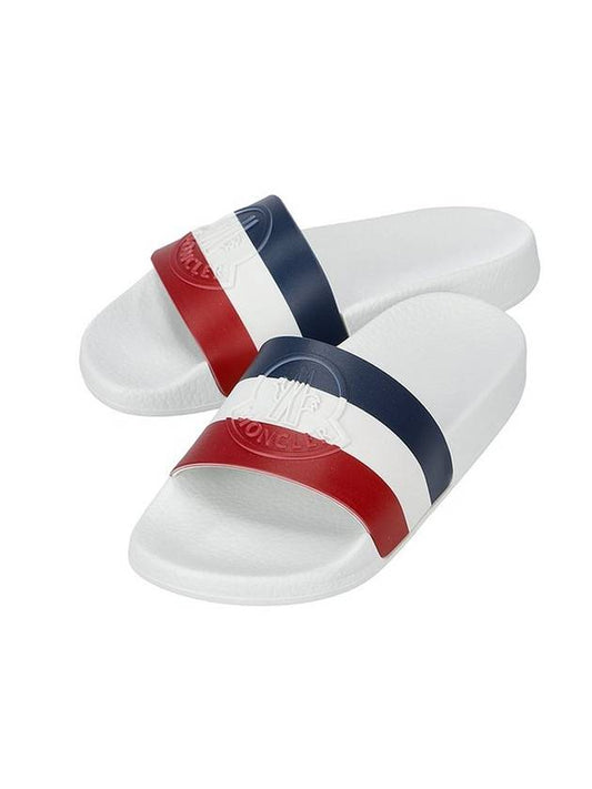 Basil Logo Emboss Striped Slippers White - MONCLER - BALAAN 1