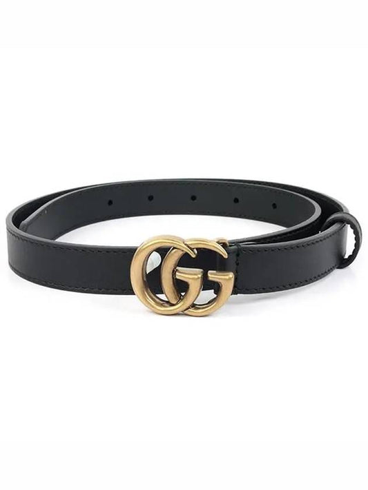 GG Marmont Double Buckle Thin Belt Black - GUCCI - BALAAN 2