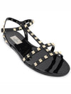 Women's Rockstud Flat Sandals Black - VALENTINO - BALAAN 3