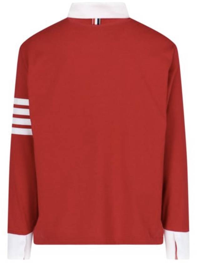 4-Bar Stripe Polo Shirt Red - THOM BROWNE - BALAAN 4