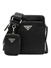 Triangle Logo Re-Nylon Saffiano Leather Cross Bag Black - PRADA - BALAAN 1