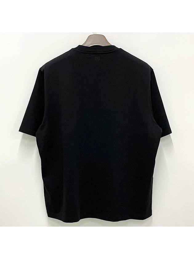 Small Heart Logo Boxy Fit Short Sleeve T-Shirt Black - AMI - BALAAN 4