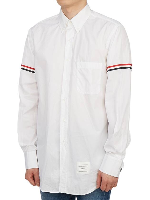 Men's Poplin Grosgrain Armband Classic Long Sleeve Shirt White - THOM BROWNE - BALAAN 3