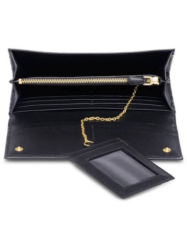 Saffiano Triangular Logo Flap Long Wallet Black - PRADA - BALAAN 5