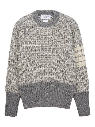 Tuck Stitch Raglan Sleeve Crew Neck Knit Top Grey - THOM BROWNE - BALAAN 2