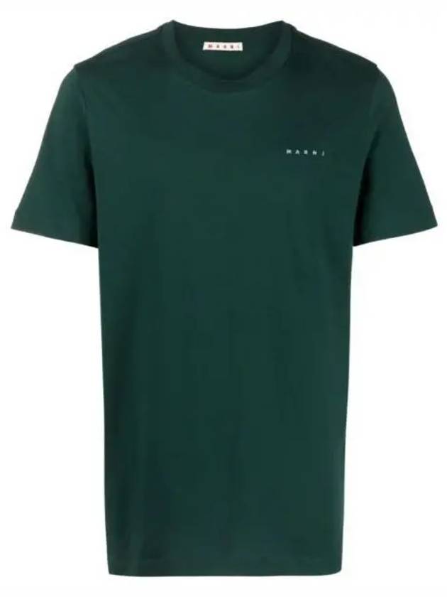 Logo Cotton Short Sleeve T-Shirt Green - MARNI - BALAAN 2