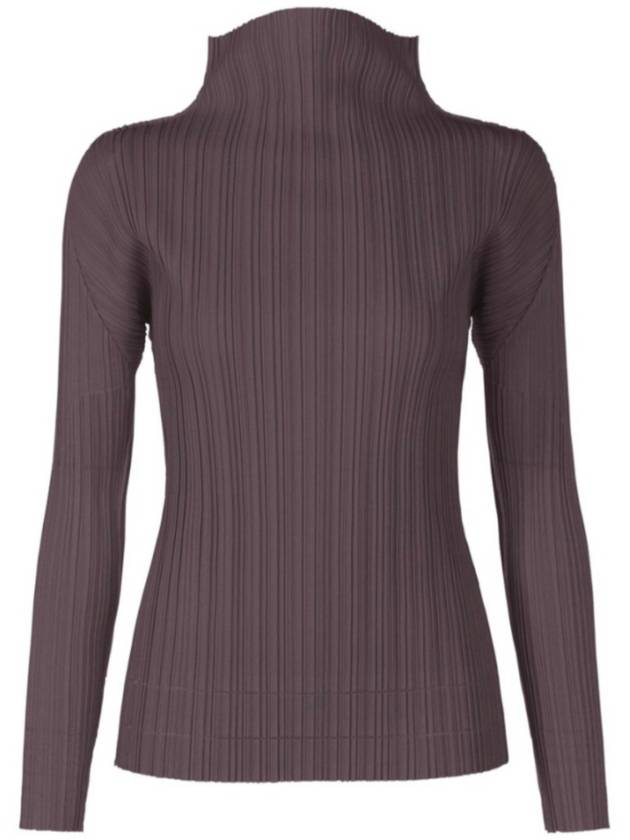 Pleats Please Soft High Neck Long Sleeve Top Blouse Dark Purple JK934 Deep November 23 Monthly - ISSEY MIYAKE - BALAAN 2