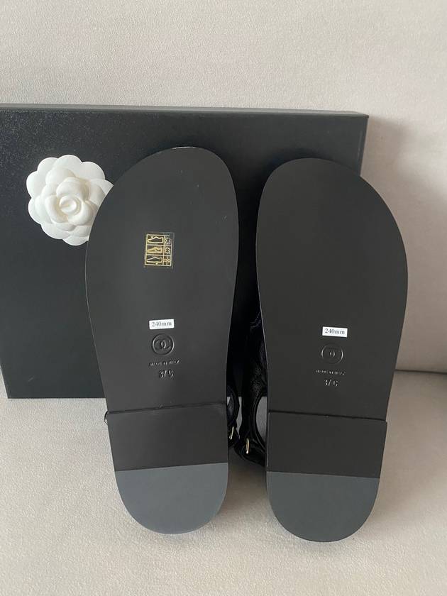 CC logo velcro sandal caviar black G35927 - CHANEL - BALAAN 6