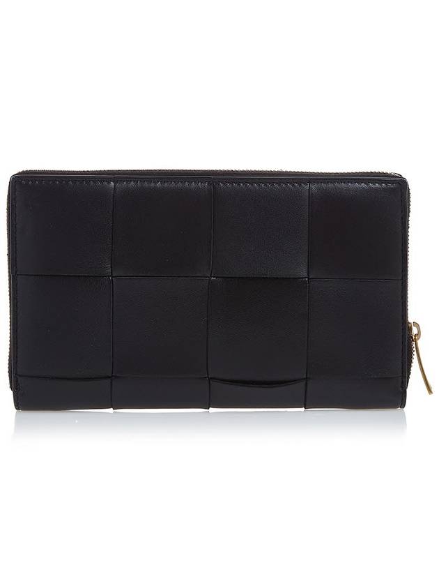 Intrecciato Zipper Around Long Wallet Black - BOTTEGA VENETA - BALAAN 4