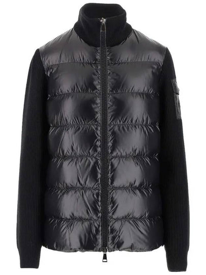 Merino Wool Padded Cardigan Black - MONCLER - BALAAN 2